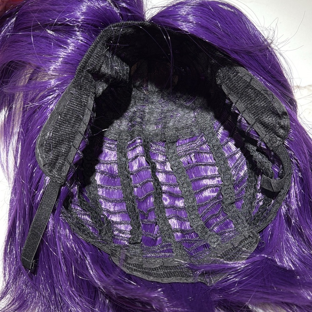 HAIR, Bob short cut, Swoop Bangs, With Bun Accessory, Purple - Picture 9 of 10